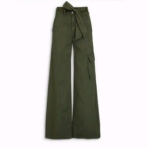 Veronica Beard Belisa Wide Leg High Rise Pants 32/14 Army Green